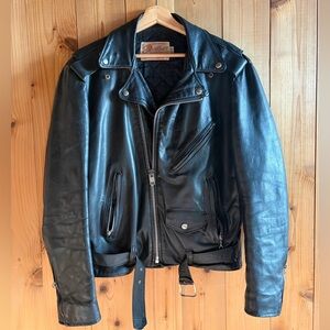 Vintage 1970s EXCELLED Leather Motorcycle Jacket // Size 40